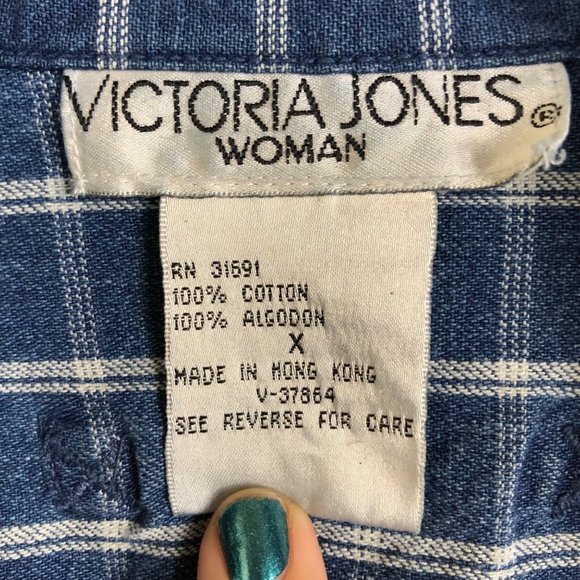 VICTORIA JONES WOMAN Denim Style Plaid Shacket Shirt Jacket Zip Up Size X - Picture 3 of 11